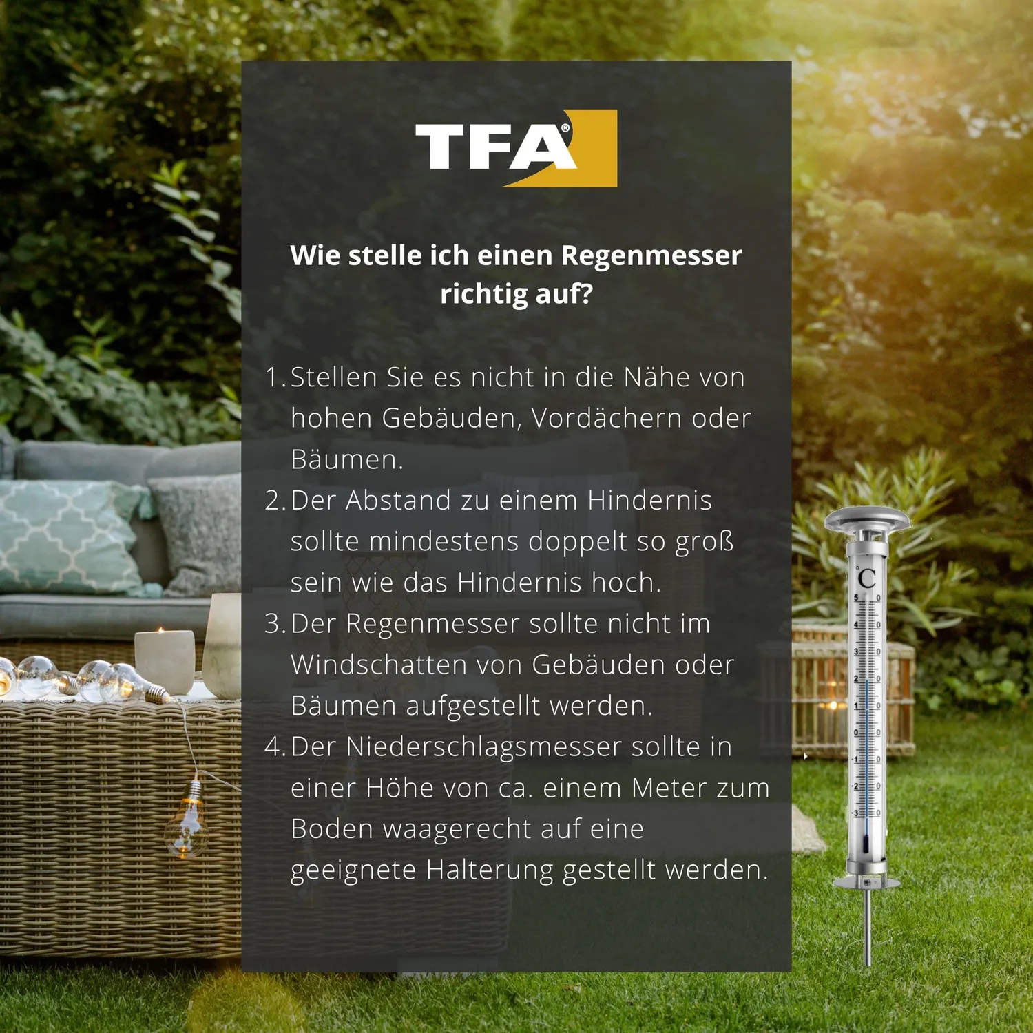 TFA Dostmann 47.1008 Regenmesser Schwarz bis 70 l