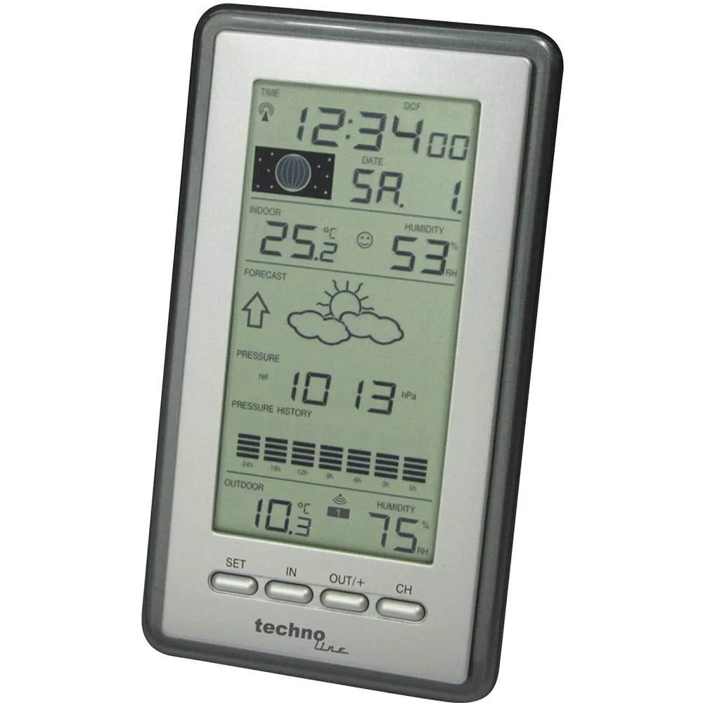 Technoline WS 9040-IT Wetterstation silber mit Außensender