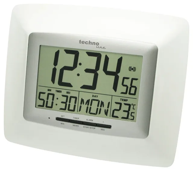 Technoline WS 8100 Funk-Wanduhr weiß-silber mit Thermometer