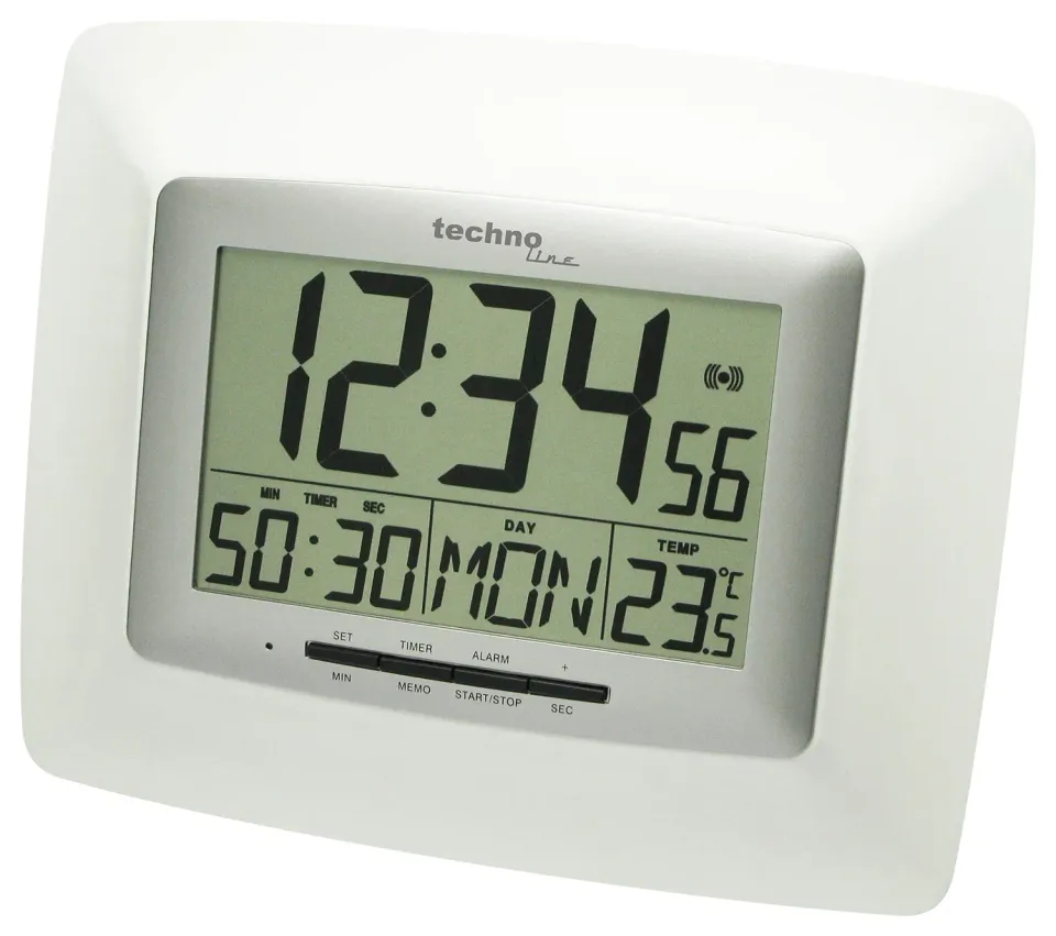 Technoline WS 8100 Funk-Wanduhr weiß-silber mit Thermometer