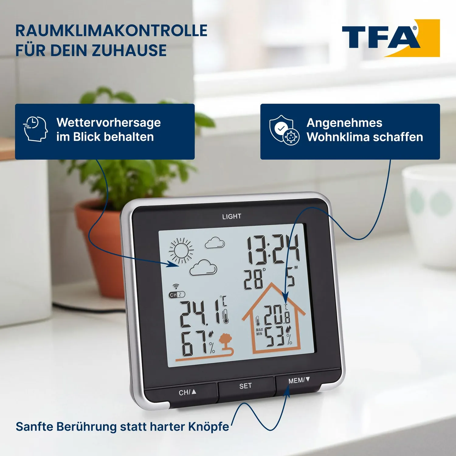 TFA Dostmann Life 35.1153.01 Funkwetterstation schwarz mit Sensor