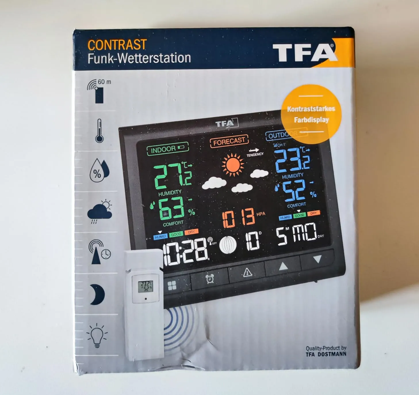 TFA Dostmann Contrast 35.1171 Wetterstation schwarz VA-Display