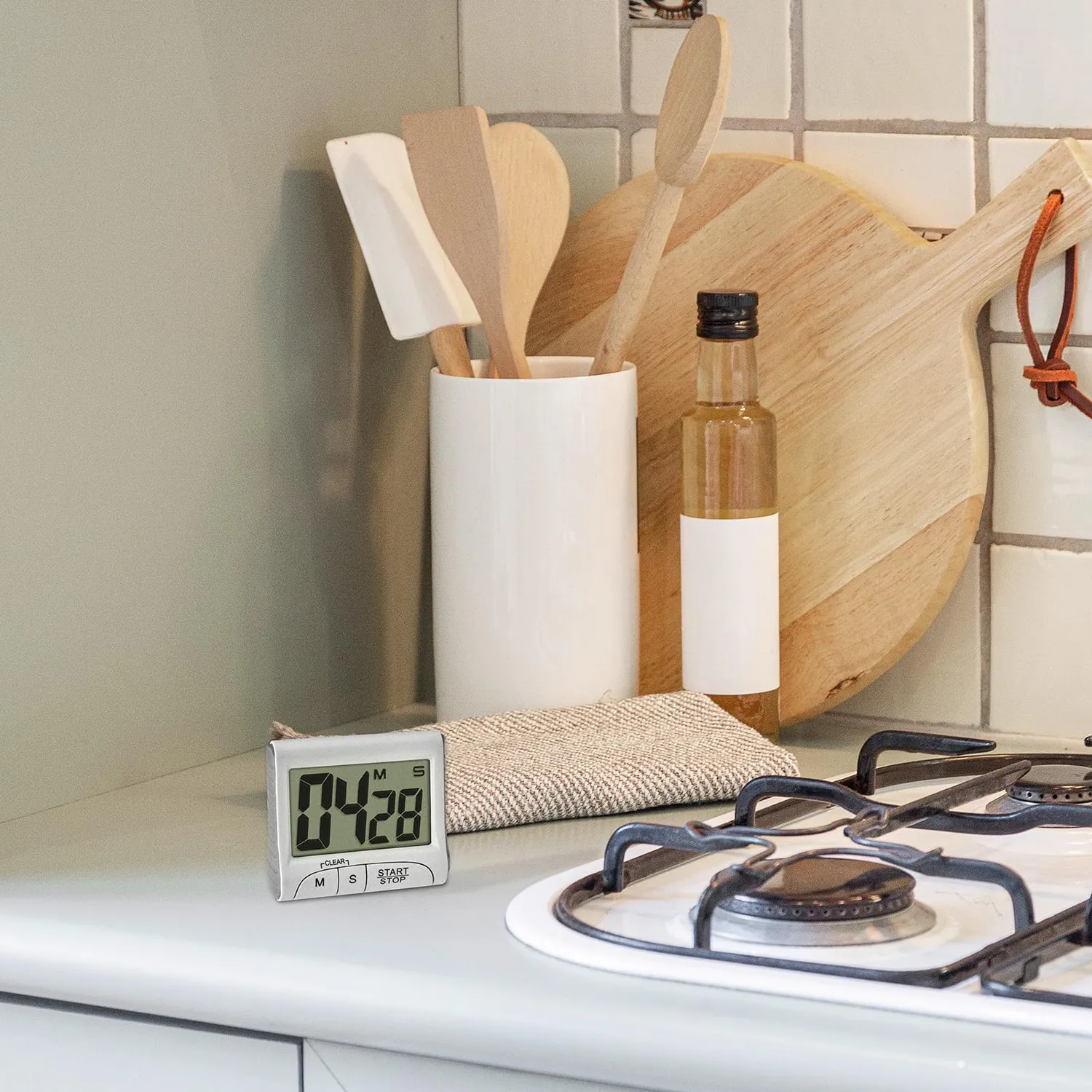 TFA Dostmann 38.2021.02 Digitaler Timer weiß 99 Min mit Memory