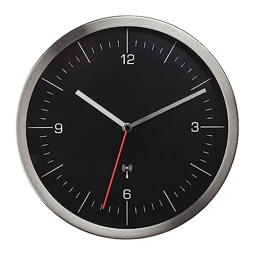 TFA Dostmann 60.3544.01 Funk Wanduhr schwarz-silber lautlos
