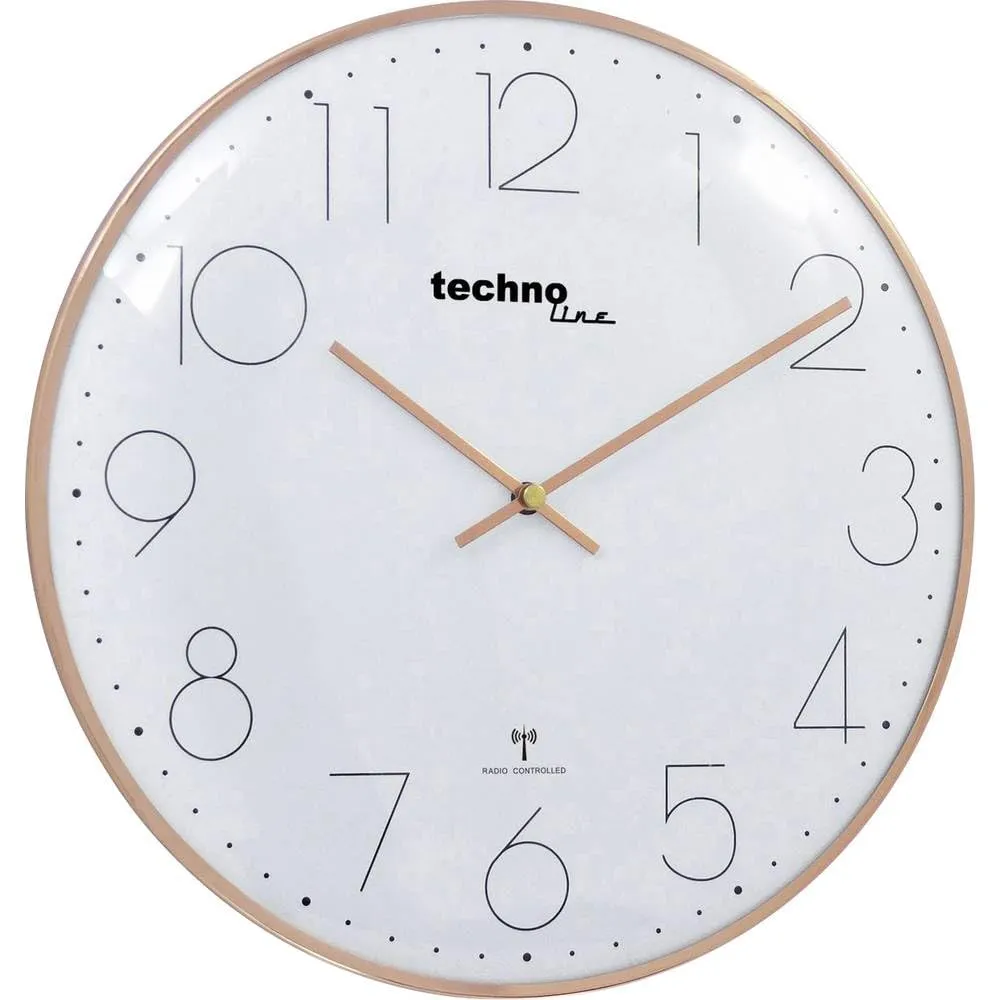 Technoline Funkwanduhr Chrom 35 cm gewölbtes Glas