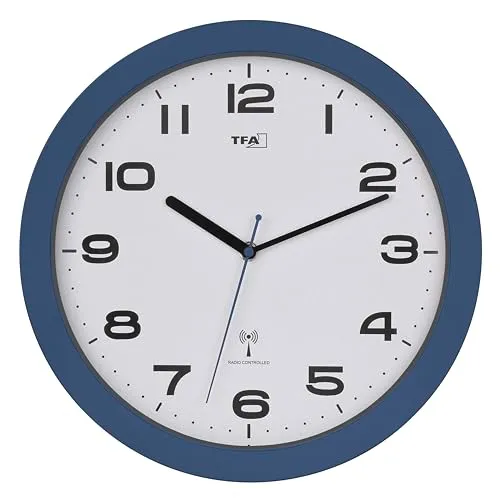 TFA Dostmann View 60.3554 Funk-Wanduhr 32cm blau Sweep