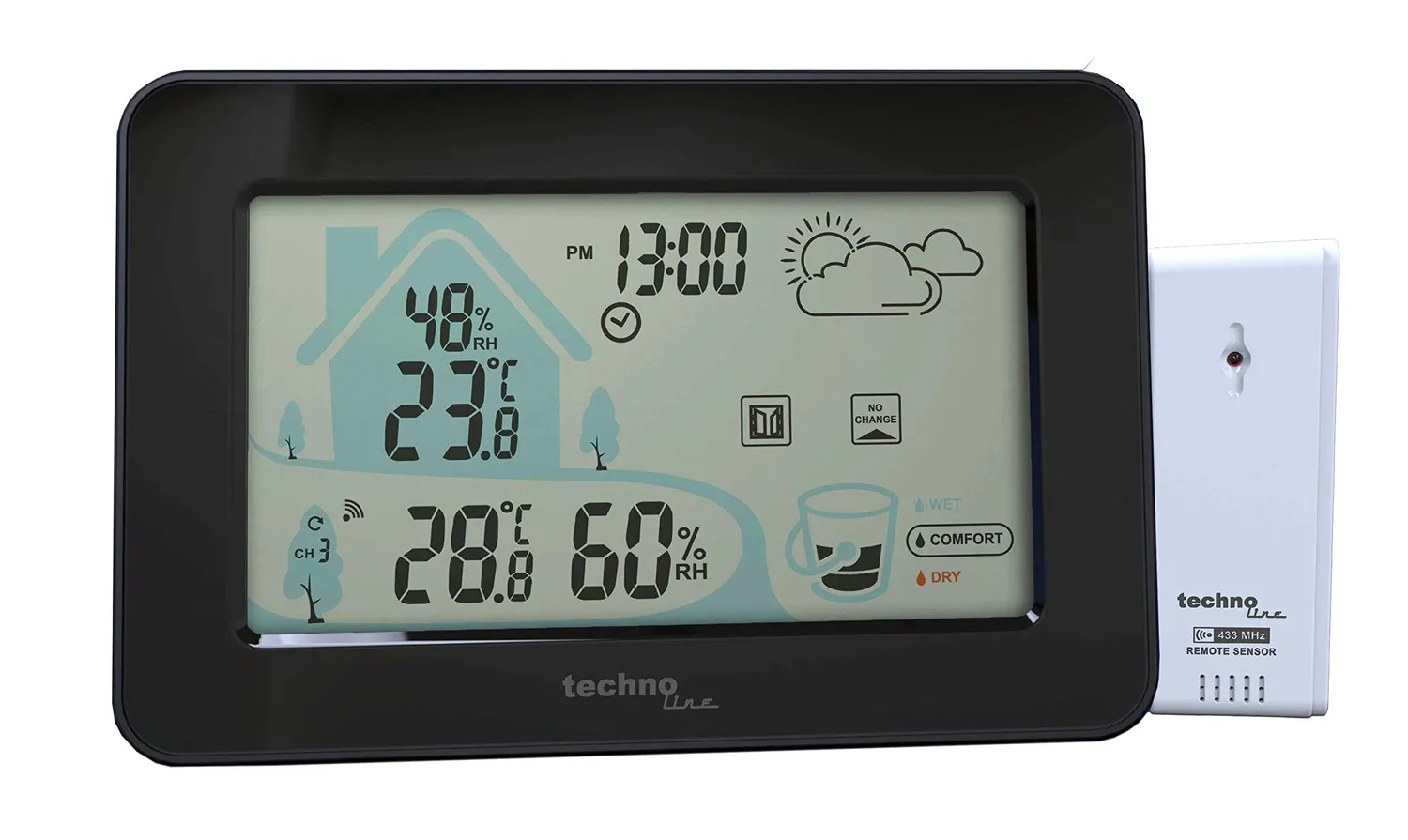 Technoline WS 9490 Wetterstation schwarz mit Außensender