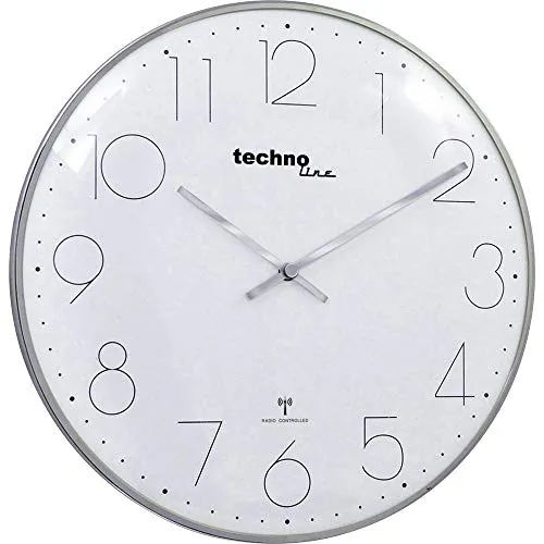 Technoline Funkwanduhr Chrom 35 cm gewölbtes Glas