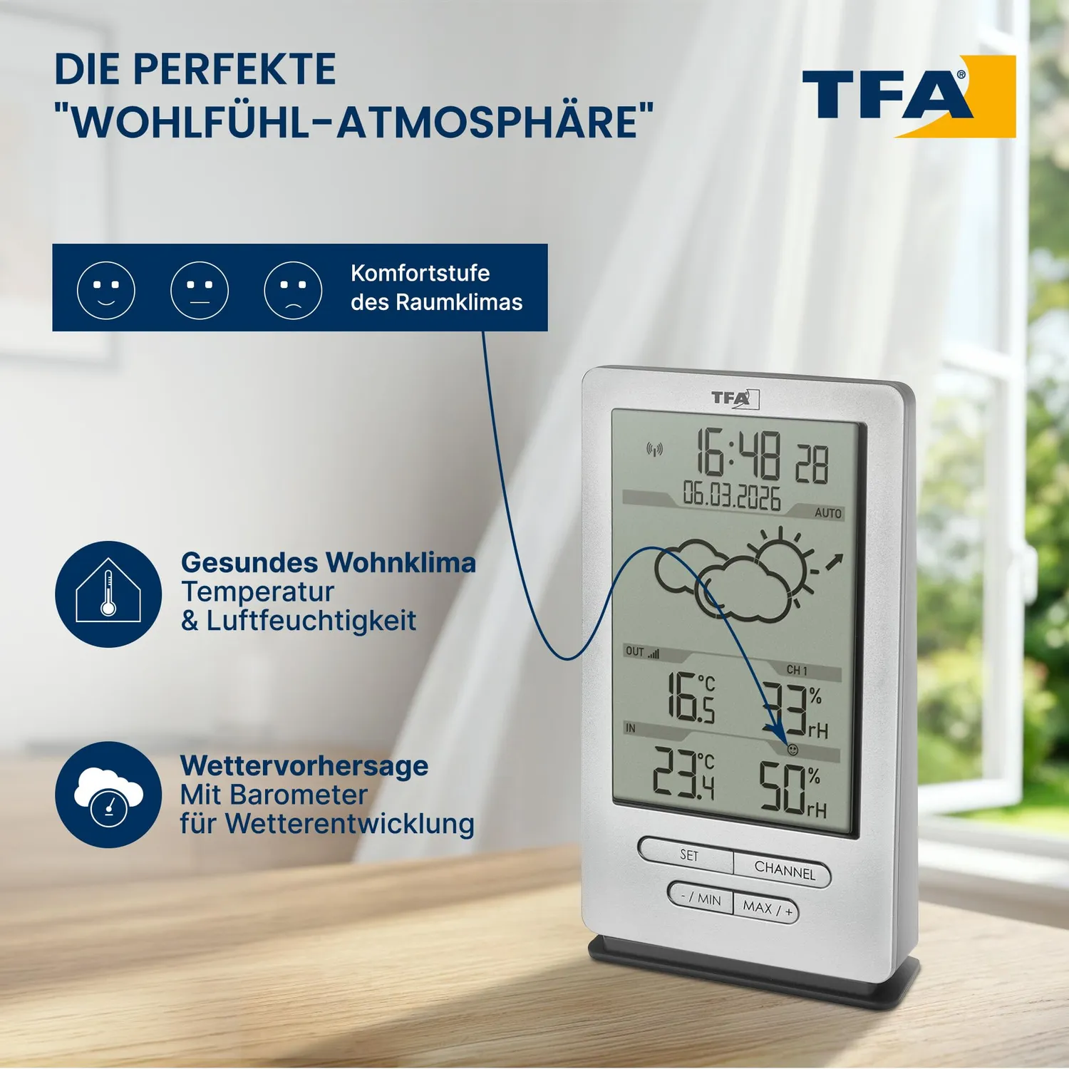 TFA Dostmann Xena Funk-Wetterstation silber Außensensor
