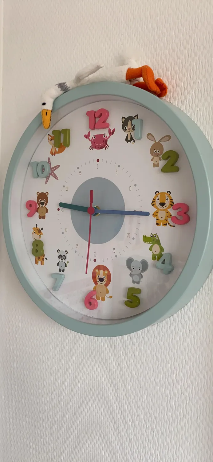 TFA Dostmann Little Animals Kinder-Wanduhr hellblau
