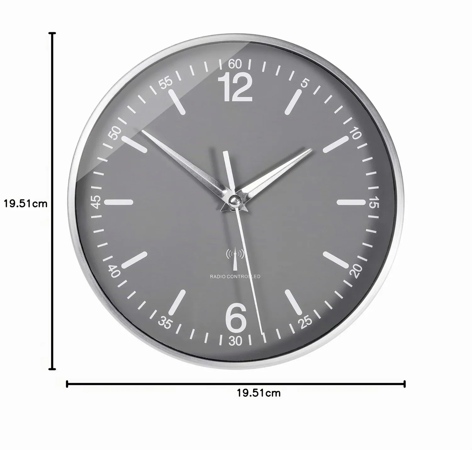 TFA Dostmann 60.3503.10 Funkwanduhr Grau Aluminium