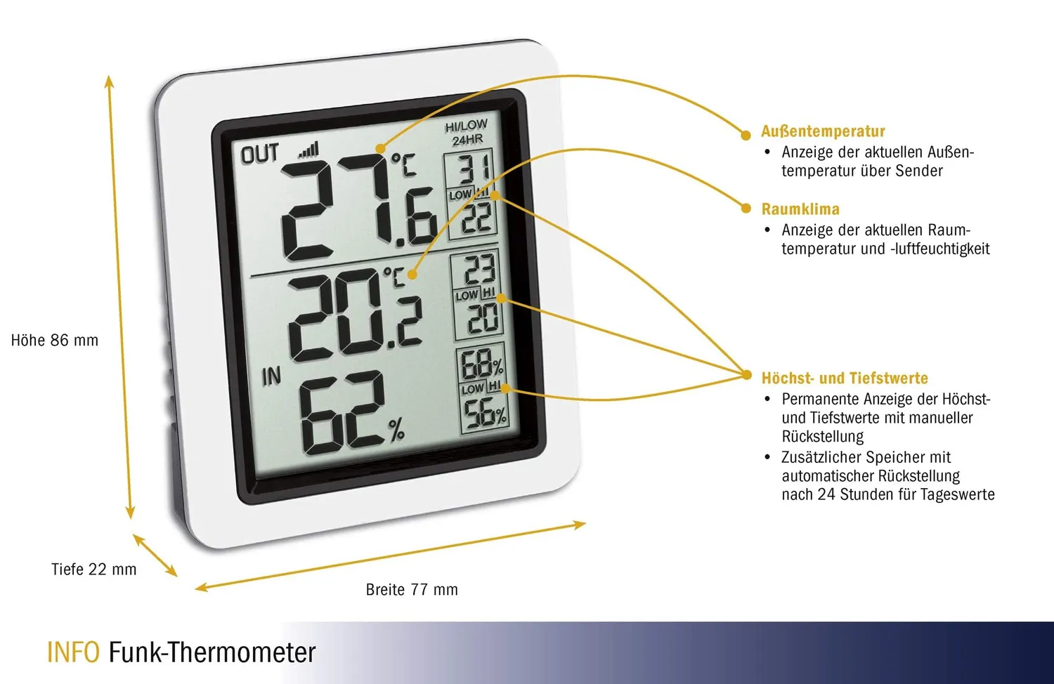 TFA Dostmann INFO 30.3065.02 Funk-Thermometer weiß