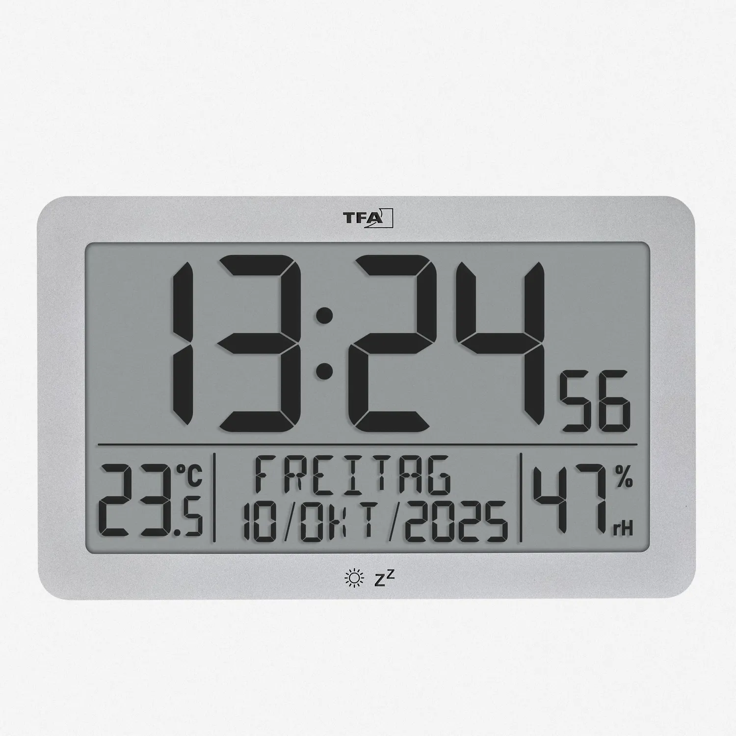 TFA Dostmann 60.2568.54 Funk-Wanduhr Raumklima silber