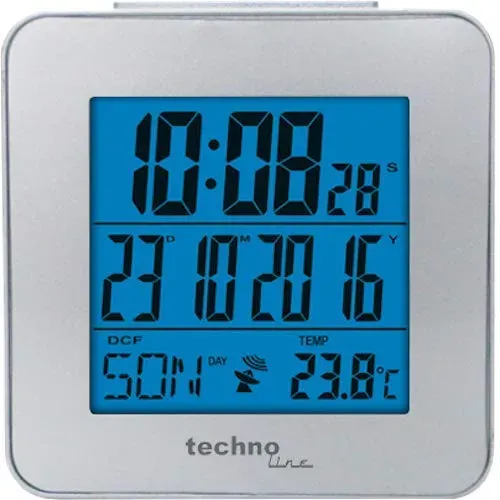 Technoline WT 268 Funkwecker silber beleuchtet mit Temperatur