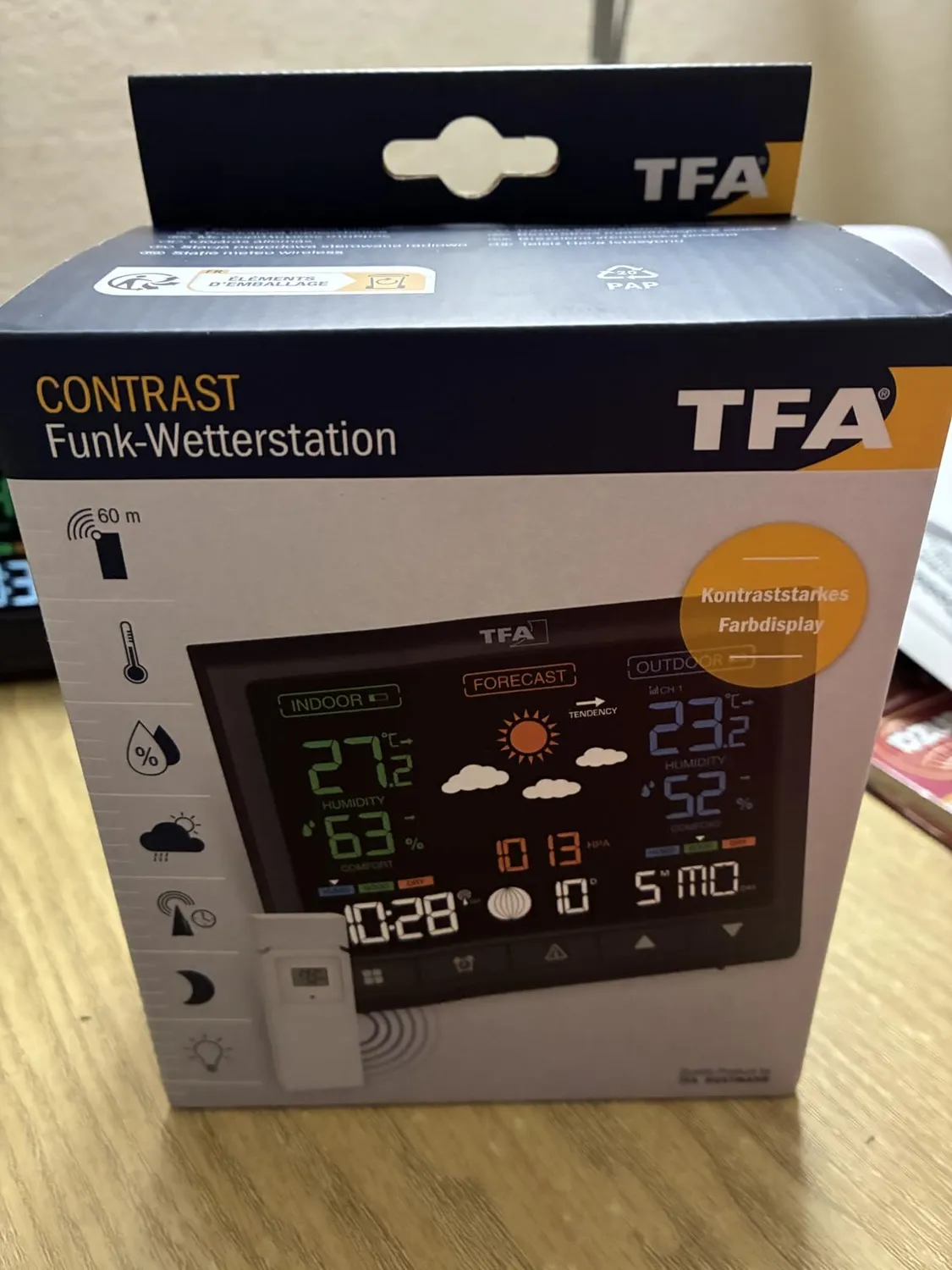 TFA Dostmann Contrast 35.1171 Wetterstation schwarz VA-Display