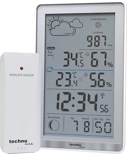 Technoline WS 9218 Wetterstation mit Außensensor DCF