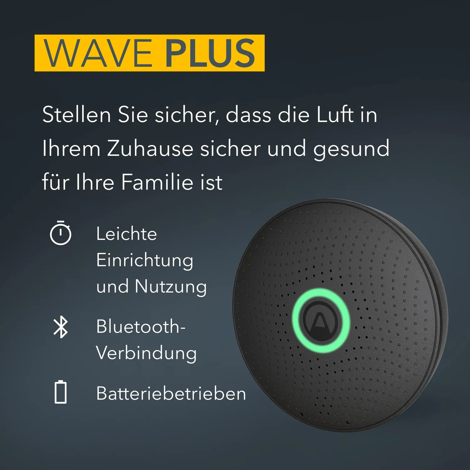 Airthings 2911 Wave Plus Black Edition Radon CO2 Monitor