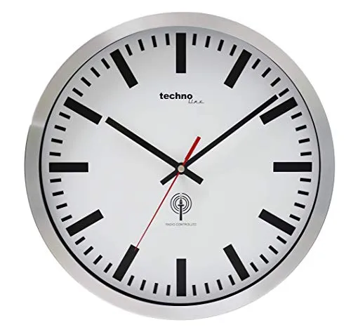Technoline WT 8610 Funkwanduhr silber 30 cm Alu-Rahmen