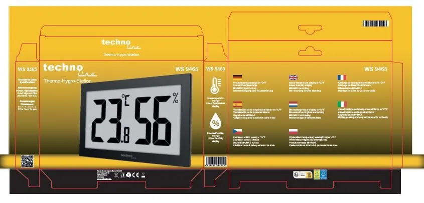 Technoline WS9465 Thermo-Hygrometer schwarz Jumbo-Display