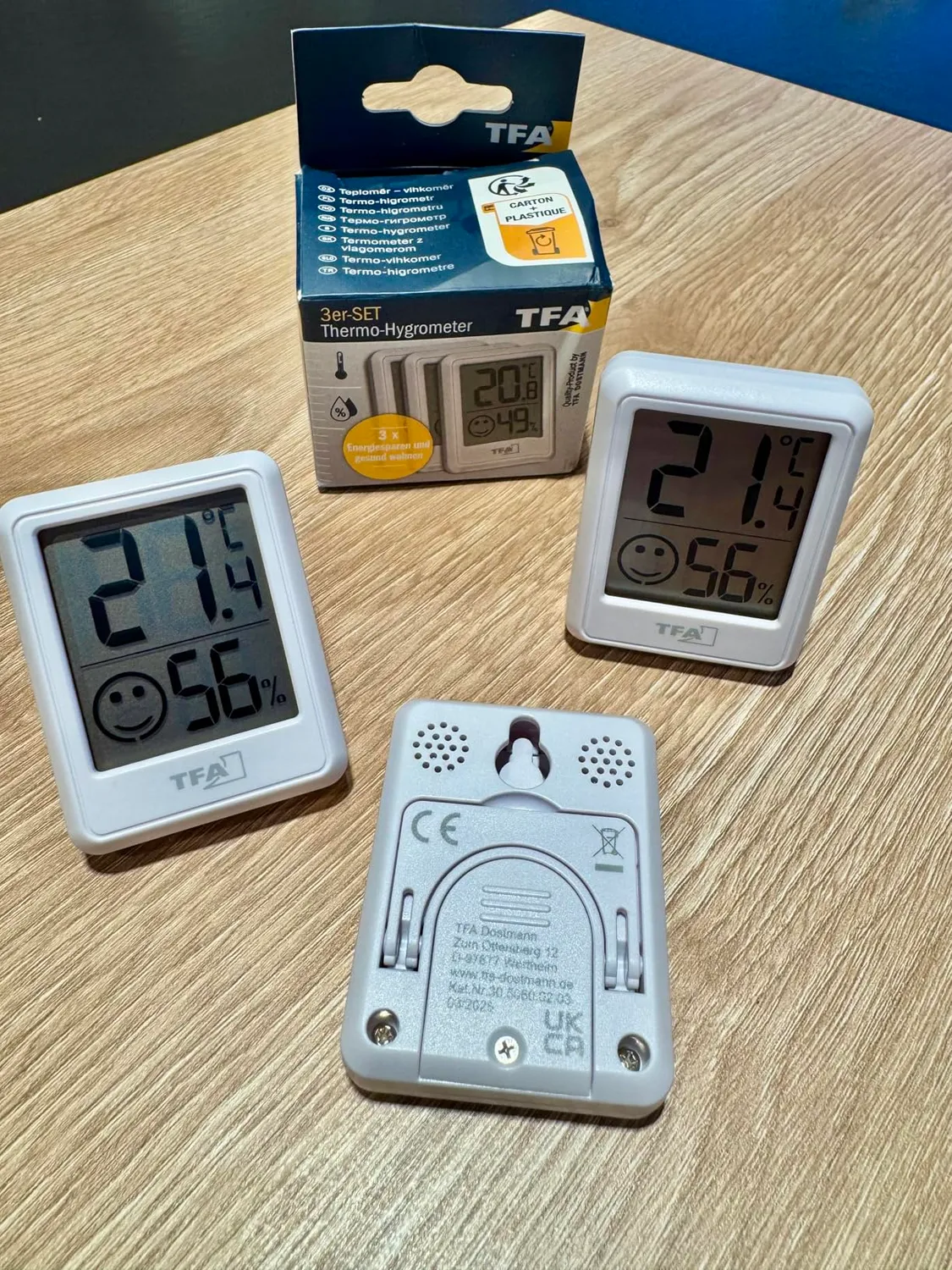 TFA Dostmann 30.5060 Mini Thermo-Hygrometer 3er Set weiß
