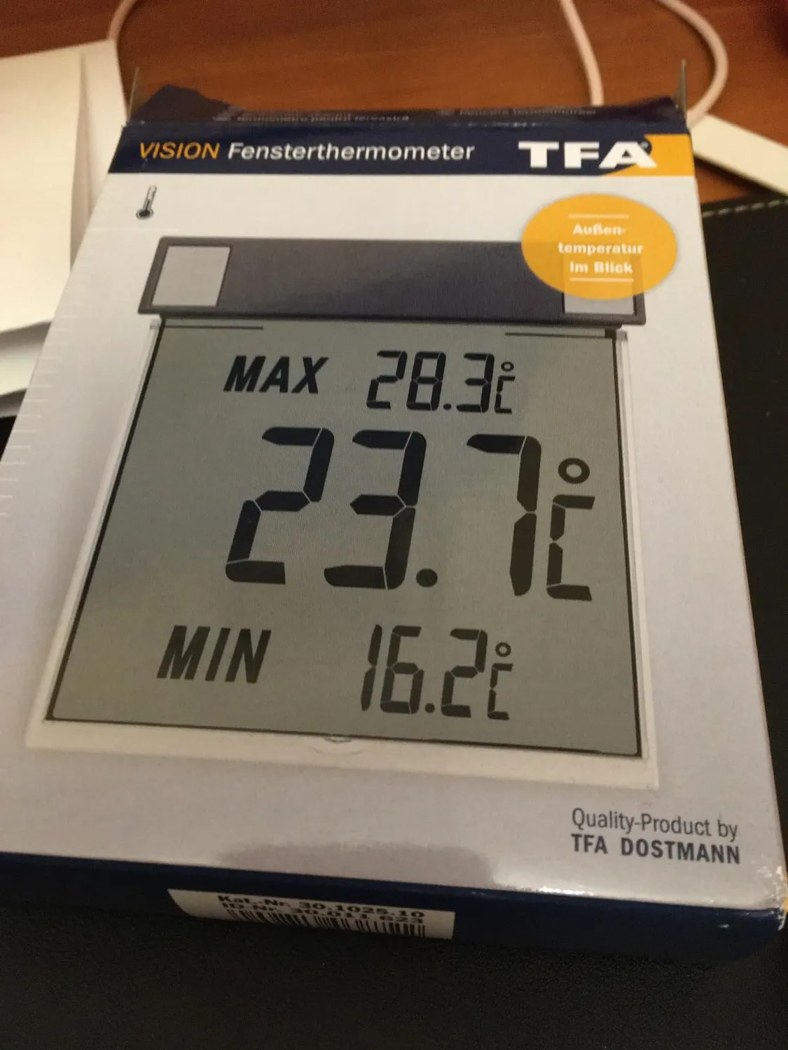 TFA Dostmann Vision 30.1025.10 digitales Fensterthermometer anthrazit