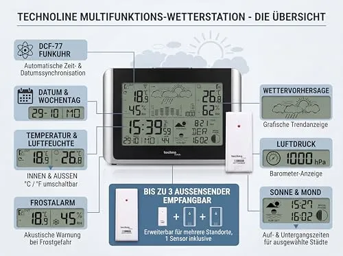 Technoline WS6767 Funk-Wetterstation mit Außensensor