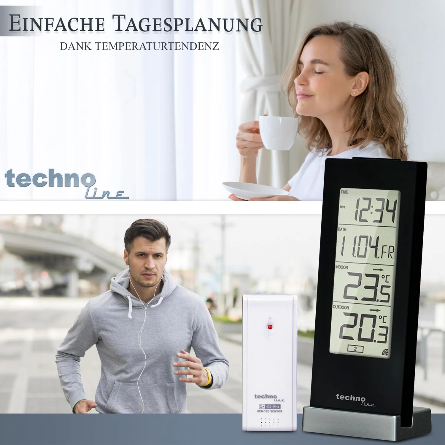 Technoline WS 9767 Funk-Temperaturstation schwarz
