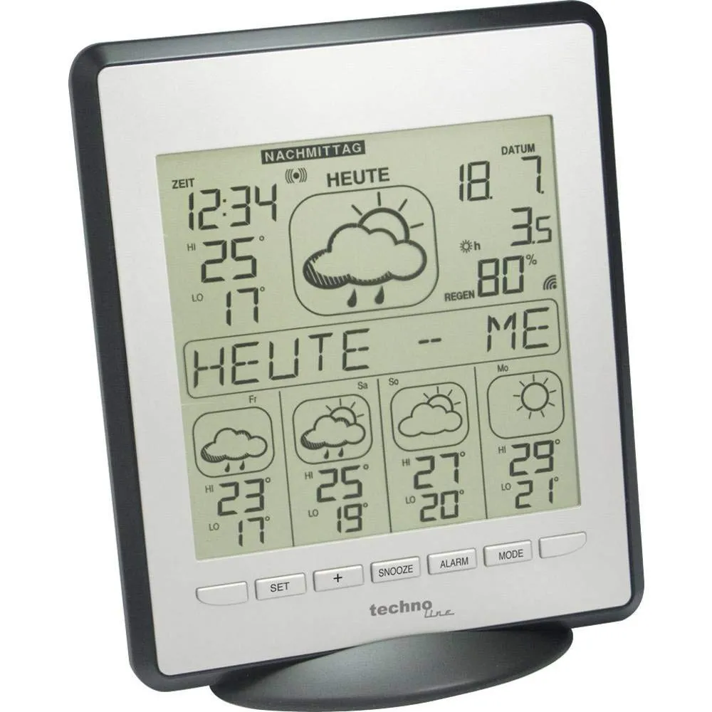Technoline WD 9550 Wetterdirektstation silber 5-Tage Prognose