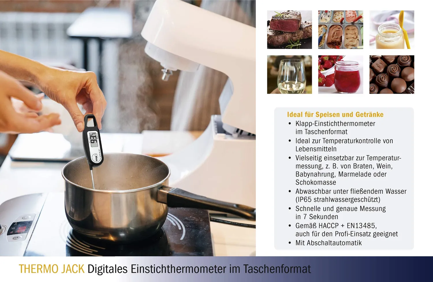 TFA Dostmann Thermo Jack Thermometer schwarz klappbar